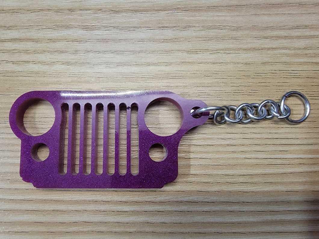 Purple Jeep Grill Key Chain
