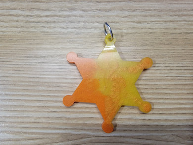 Multicolor Police Star Mirror hanger Orange/Yellow