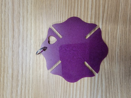 Maltese Cross Firefighter Love Mirror hanger Purple