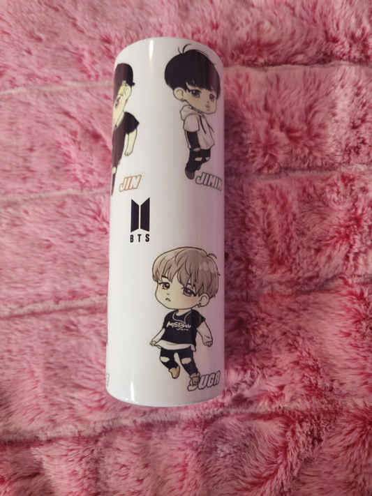 BTS Chibi characters 20oz skinny tumbler.