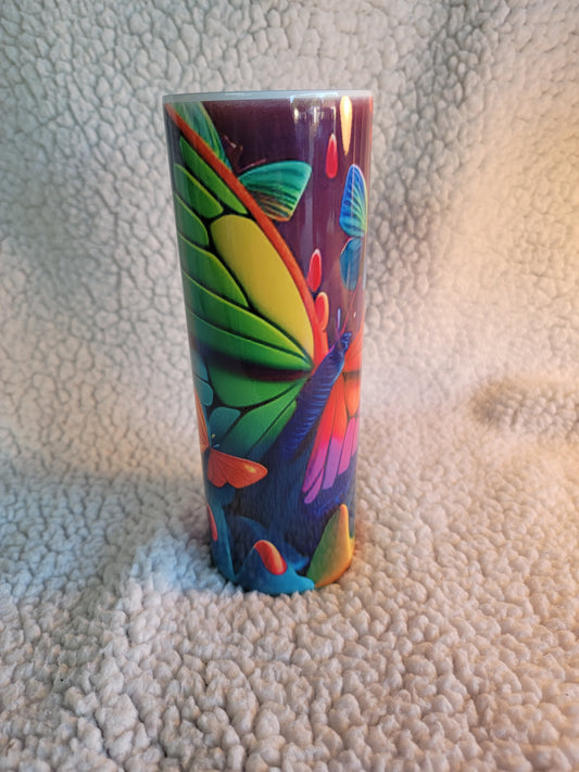 Vibrant Color Butterfly 20oz skinny tumbler