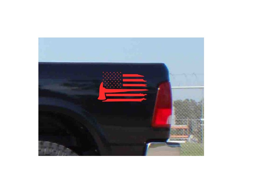 Firefighter Patriotic Flag Vinyl Decal