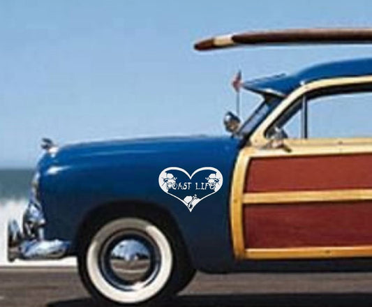 Coast Life Heart Hibiscus Vinyl Decal
