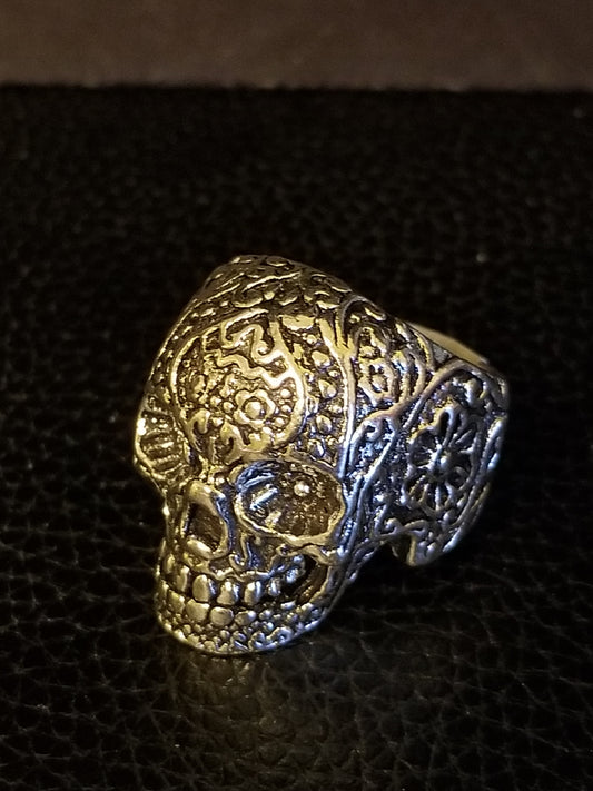 Detailed Sugar Skull Biker/Punk Ring Size 8