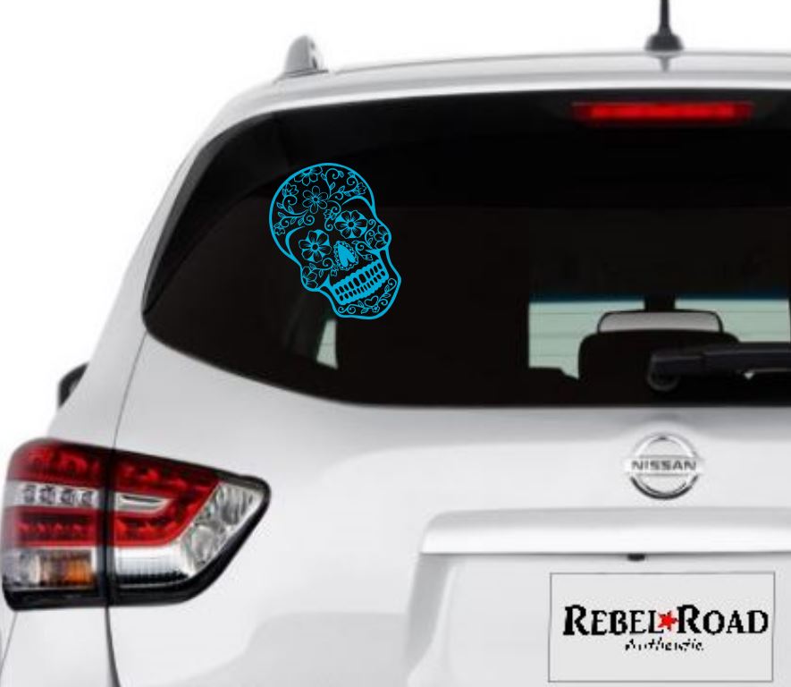 Floral Eye Sugar Skull Vinyl Decal