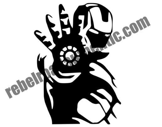 White Glow Hand Iron Man 4" Vinyl Decal