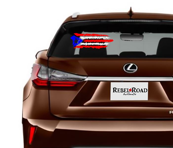 Distressed Puerto Rican Flag Vinyl Decal