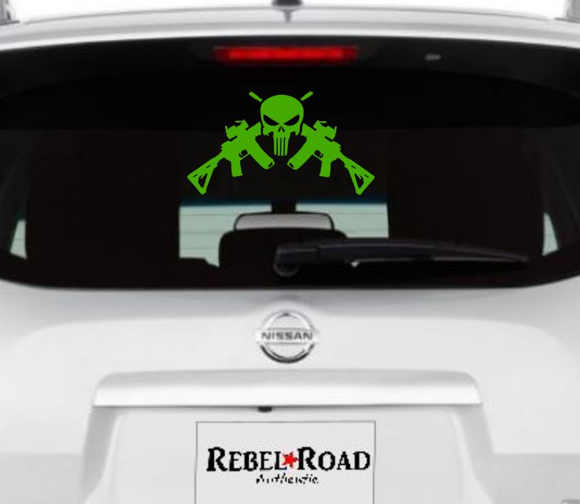 Guns Crossed Skull Vinyl Decal