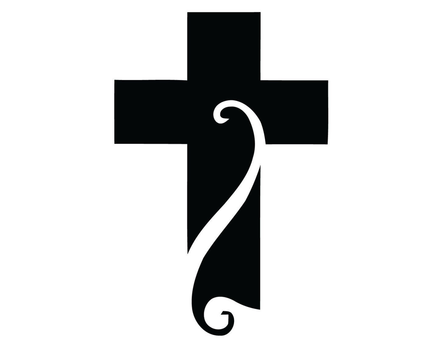 Cross with Subtle Wave Vinyl Decal – Minimalist Faith & Coastal Vibe