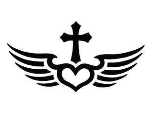 Angel Wing Cross Vinyl Decal