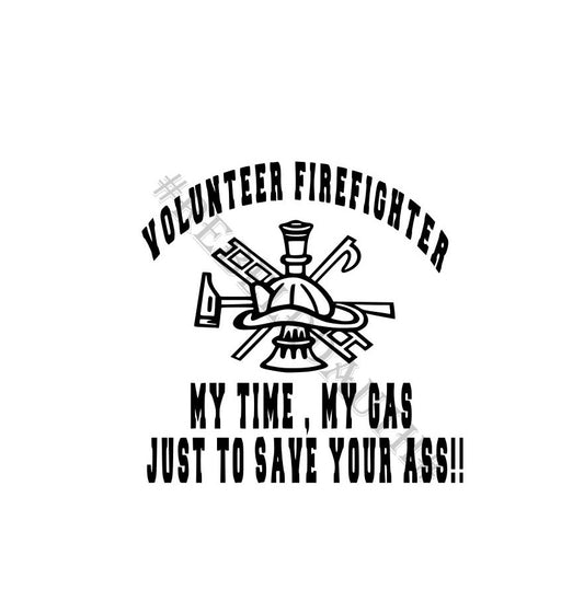 Volunteer Firefighter My Time Vinyl Decal